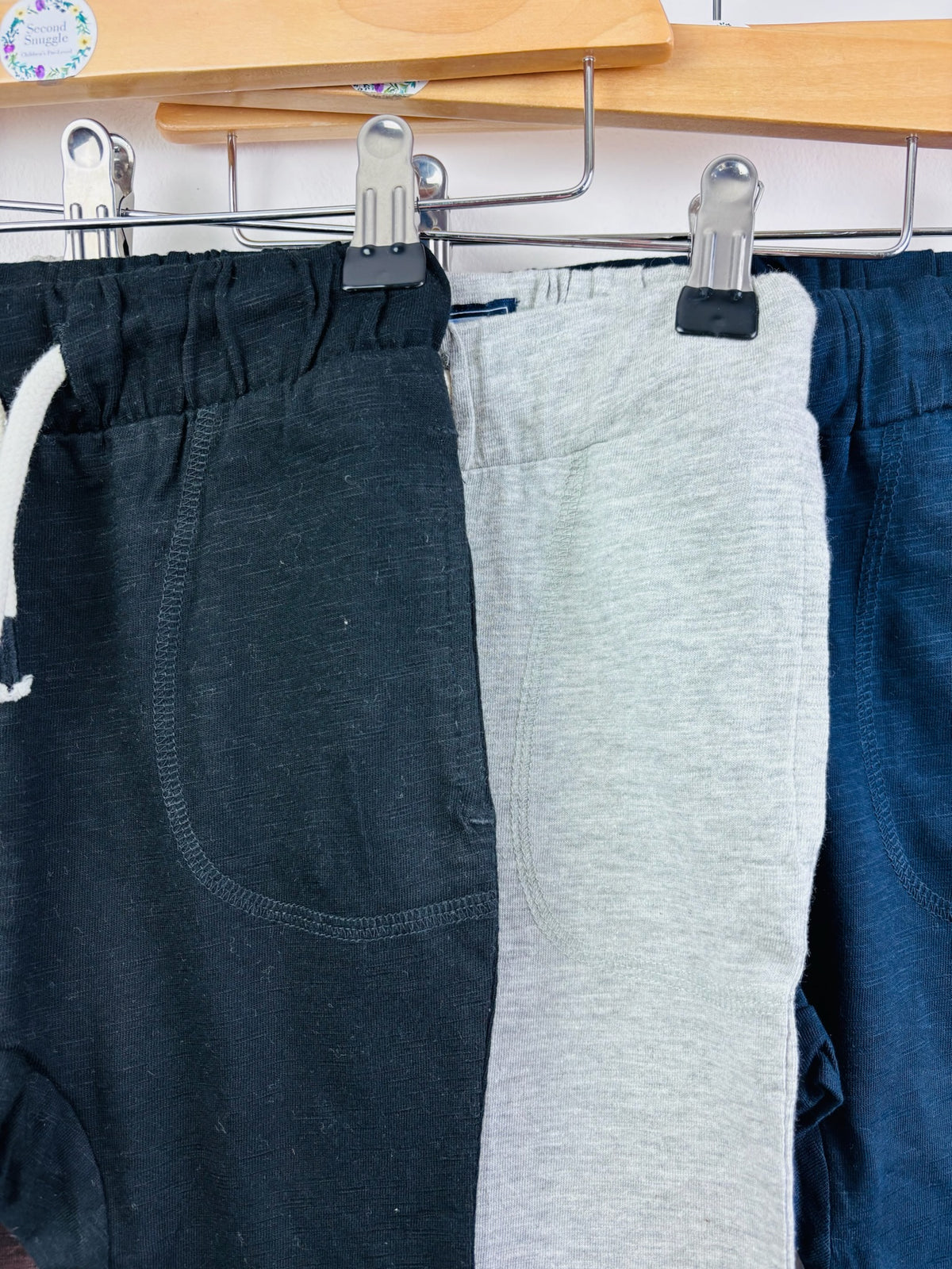 Ex Next Boys Three Pack Cotton Joggers-Trousers-Second Snuggle Preloved