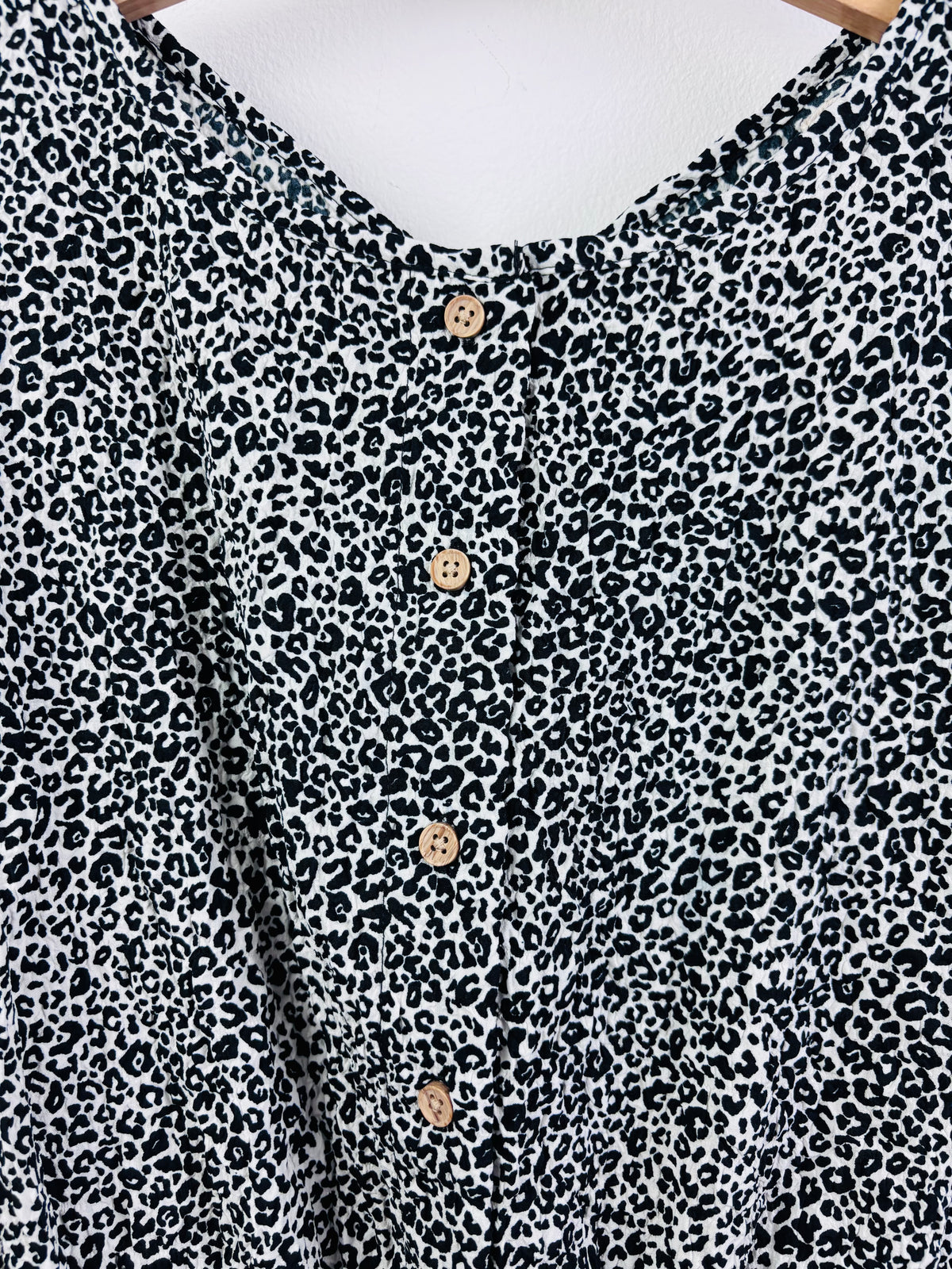 Ex Next Black Leopard Print Button Playsuit-Play Suits-Second Snuggle Preloved