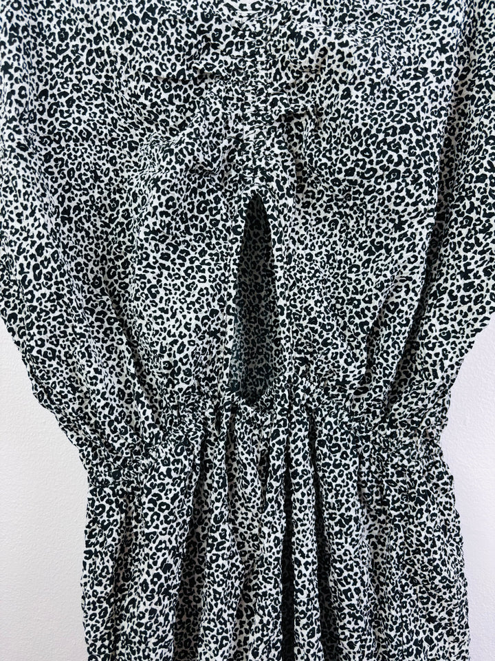 Ex Next Black Leopard Print Button Playsuit