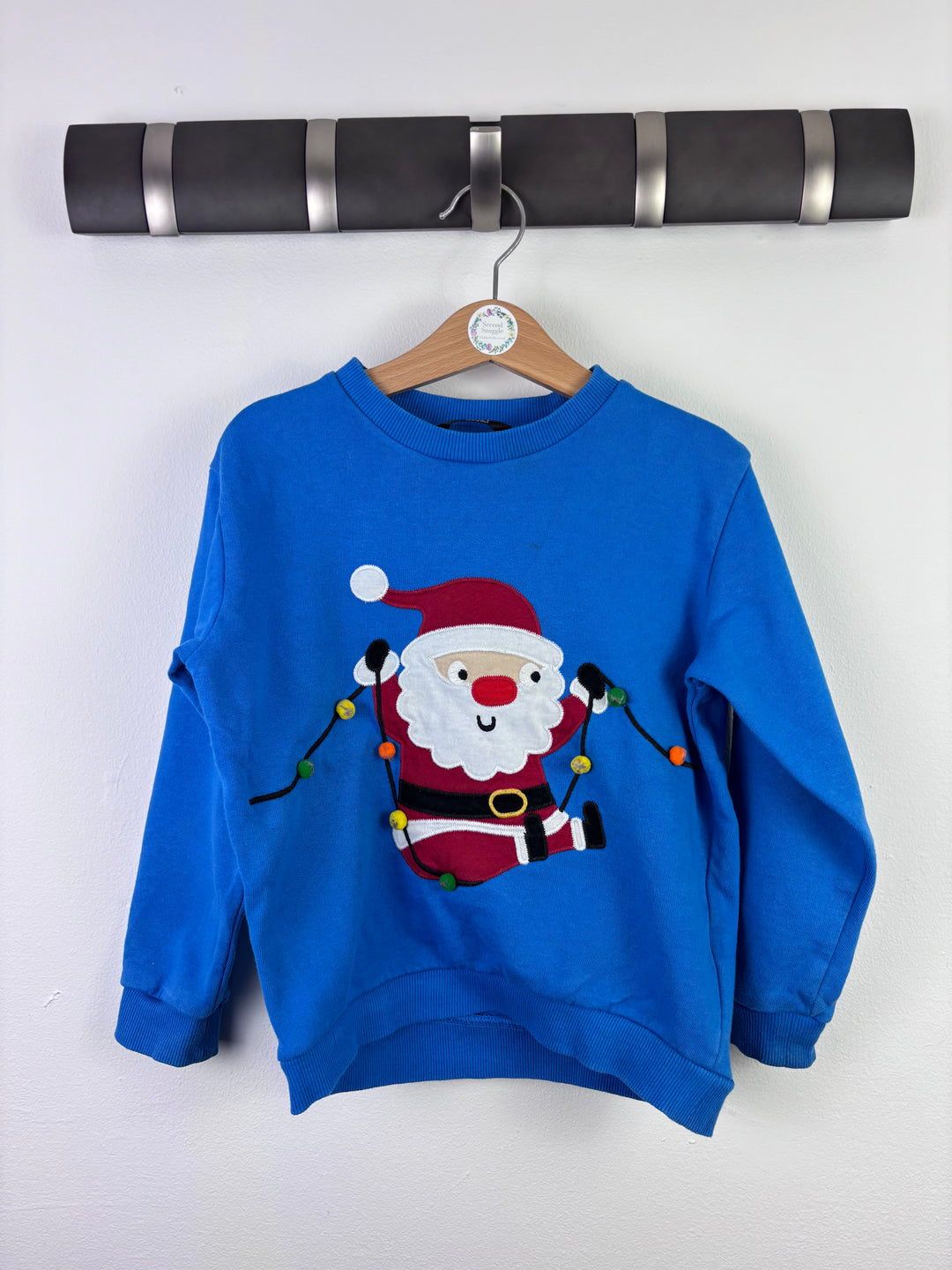 Next Blue Christmas Santa Sweatshirt 4–5 Years-Jumpers-Second Snuggle Preloved