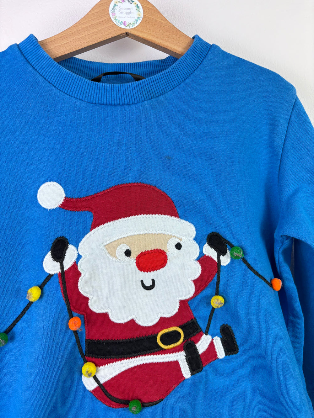 Next Blue Christmas Santa Sweatshirt 4–5 Years-Jumpers-Second Snuggle Preloved