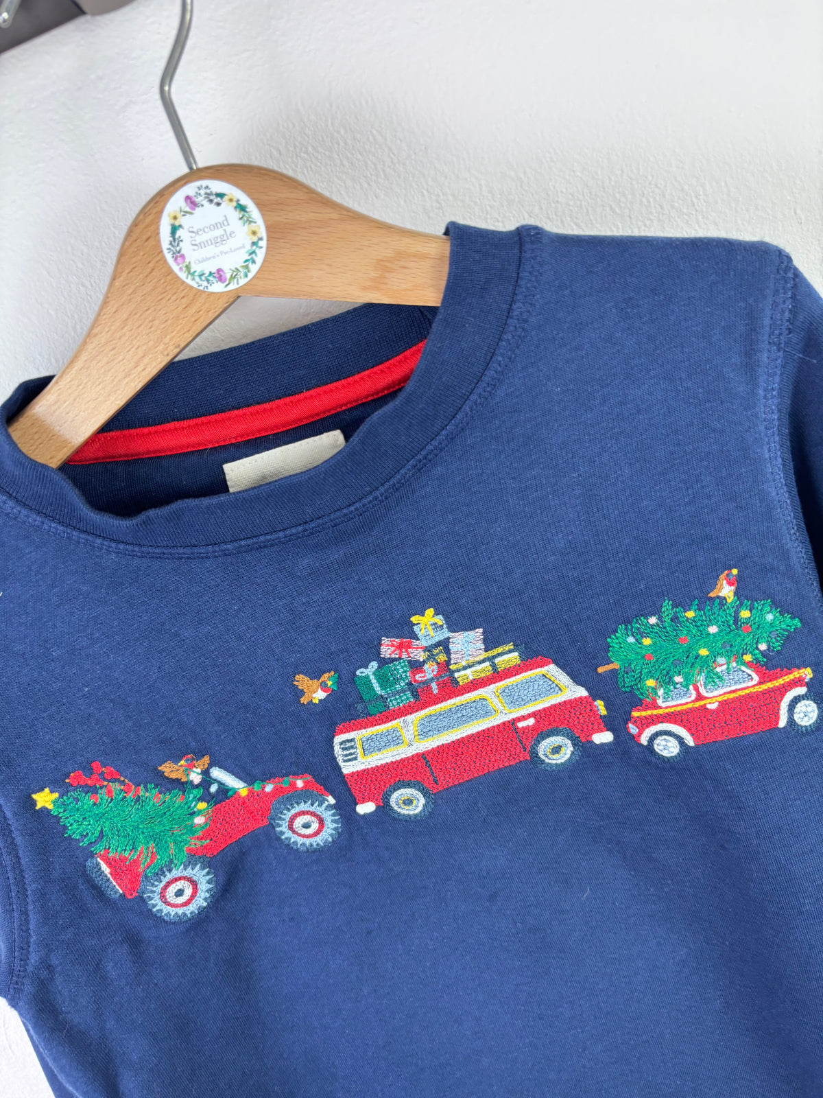 Boden Navy Christmas Sweatshirt Festive Cars Trees & Presents-Jumpers-Second Snuggle Preloved
