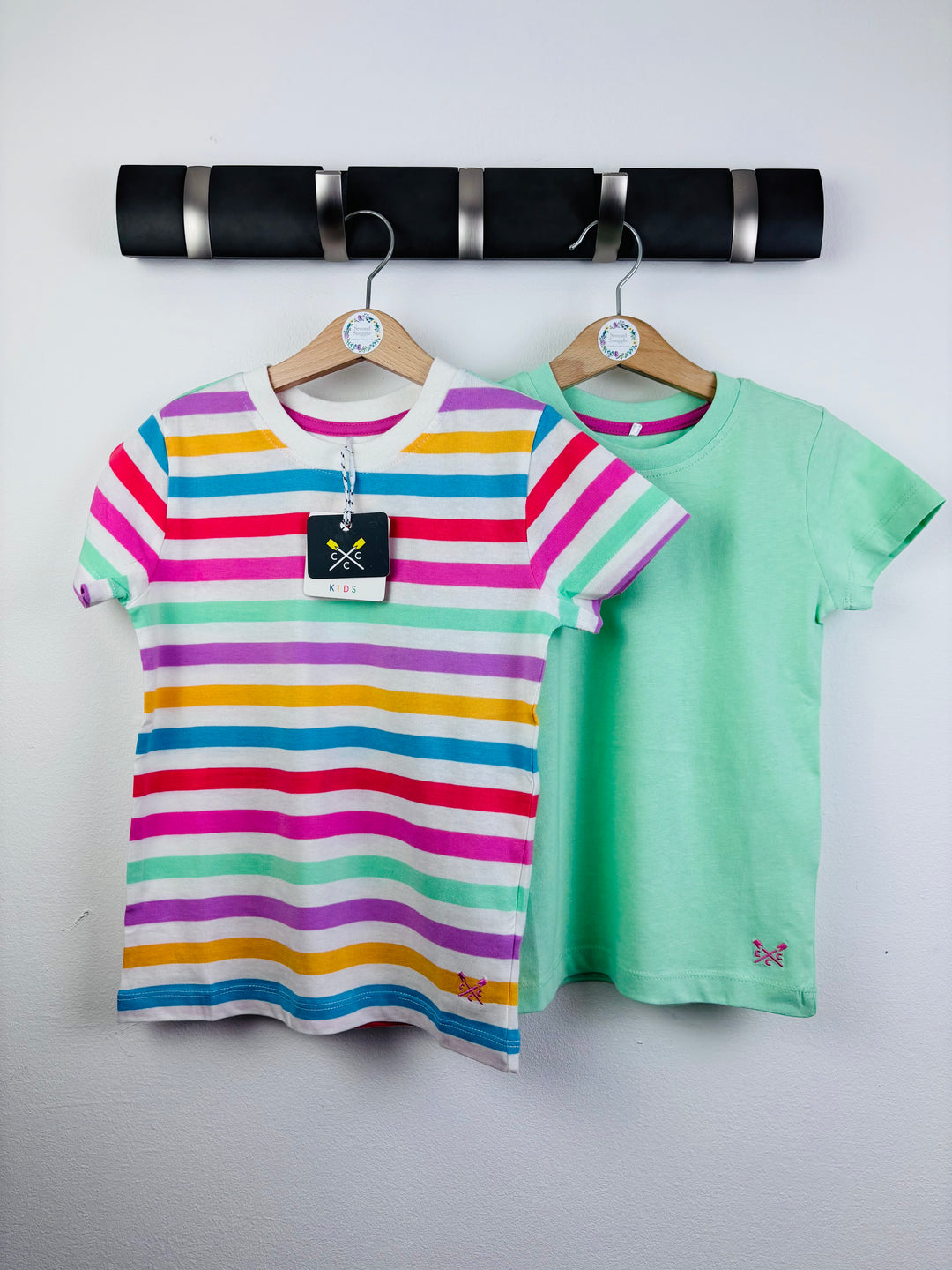 Crew Clothing Rainbow Stripe & Mint Two Pack T-Shirts