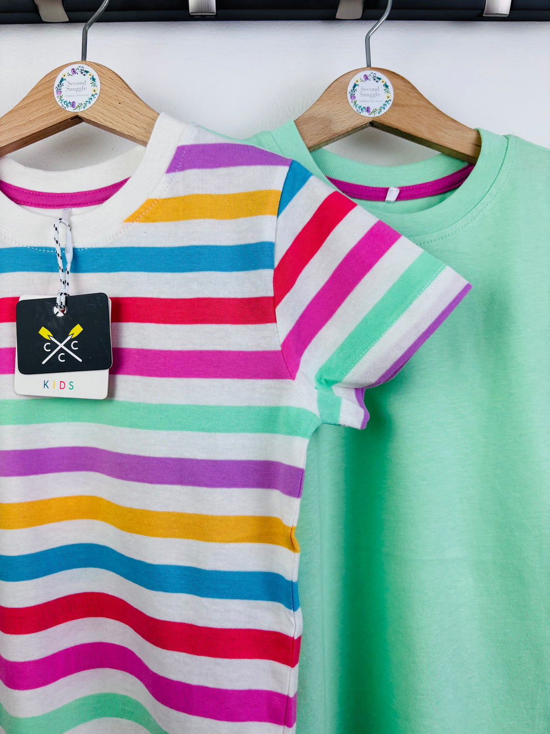 Crew Clothing Rainbow Stripe & Mint Two Pack T-Shirts