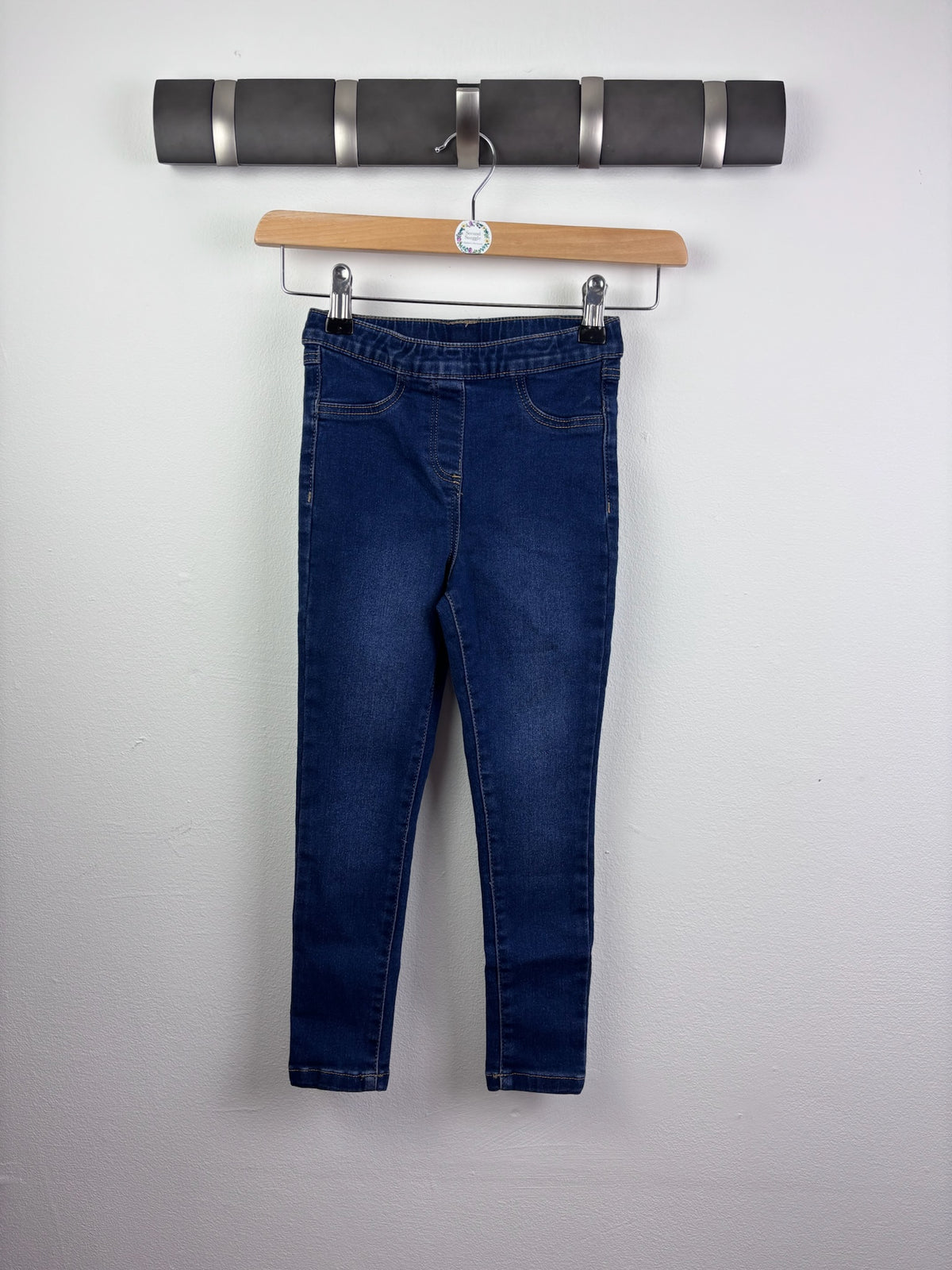 Ex Next Girls Dark Blue Denim Jeggings-Trousers-Second Snuggle Preloved