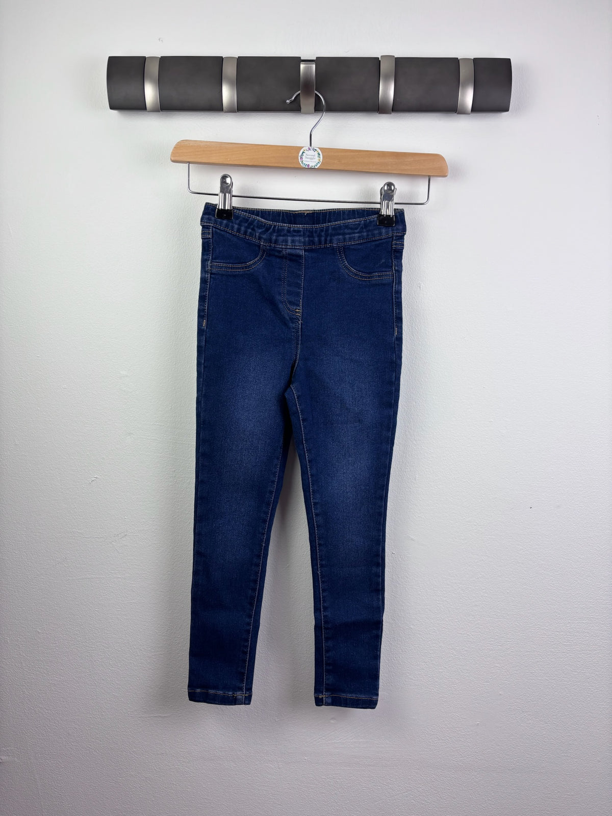 Ex Next Girls Dark Blue Denim Jeggings-Trousers-Second Snuggle Preloved