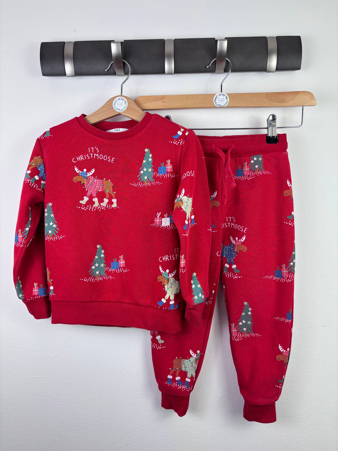M&S Christmas Moose Tracksuit Set 3–4 Years-Sets-Second Snuggle Preloved
