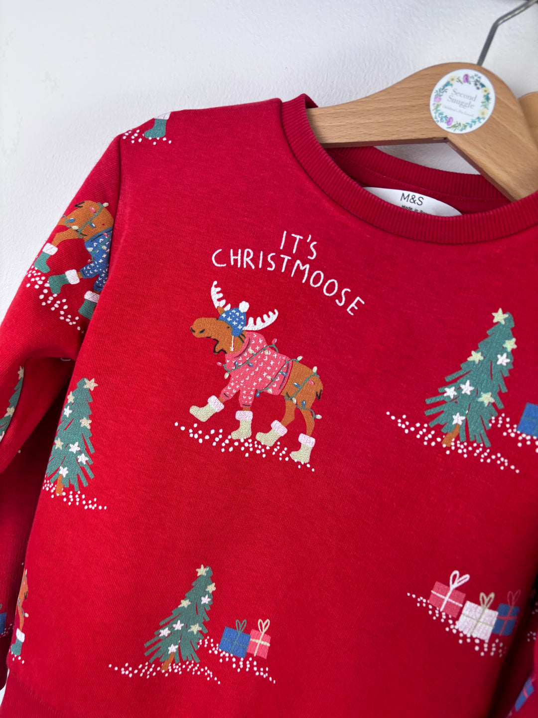 M&S Christmas Moose Tracksuit Set 3–4 Years-Sets-Second Snuggle Preloved