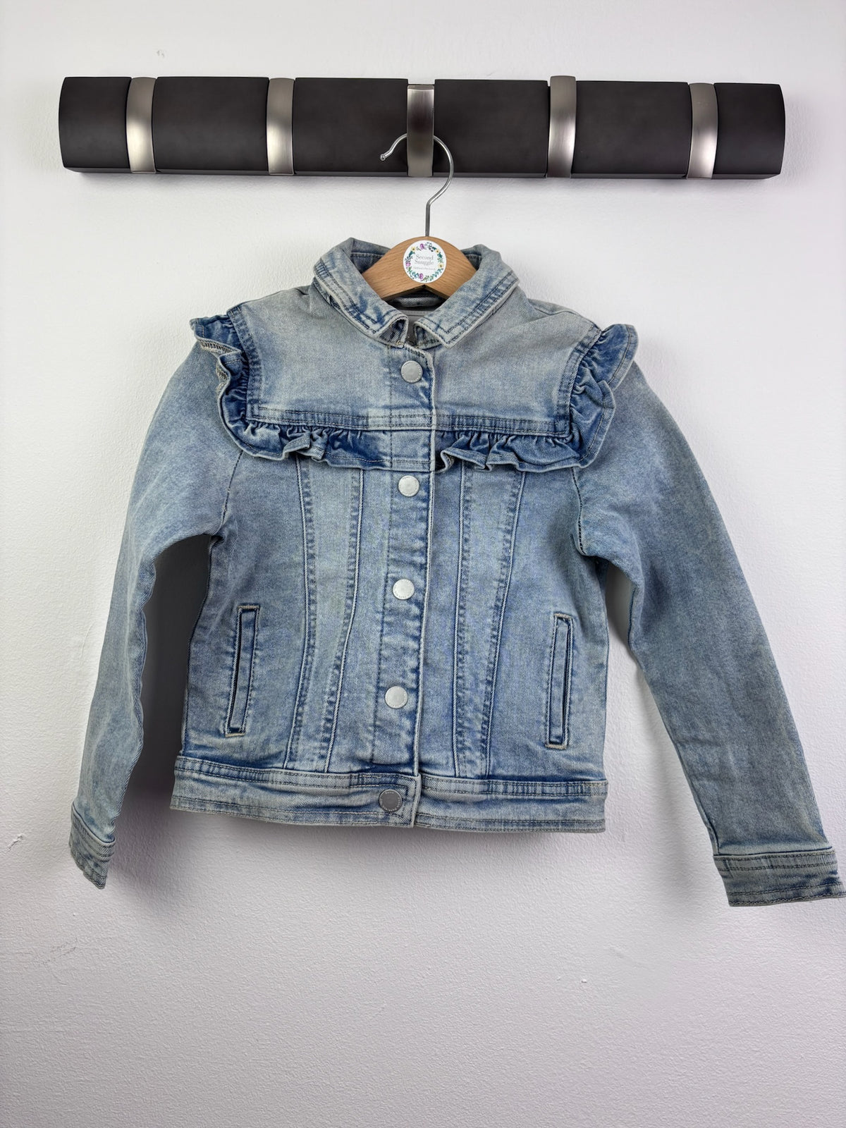 Ex Next Girls Blue Denim Frill Jacket-Jackets-Second Snuggle Preloved