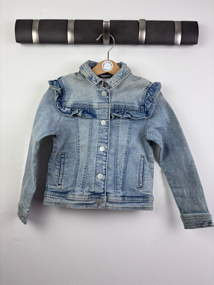 Ex Next Girls Blue Denim Frill Jacket-Jackets-Second Snuggle Preloved
