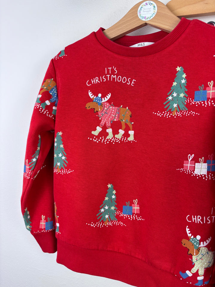 M&S Christmas Moose Tracksuit Set 3–4 Years-Sets-Second Snuggle Preloved