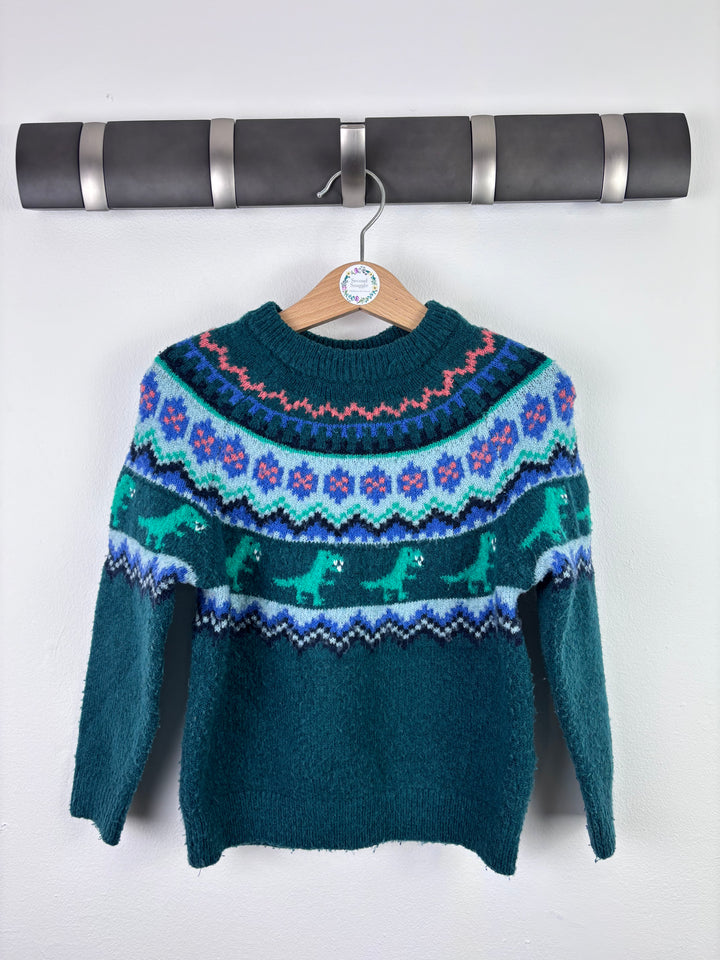 M&S Dinosaur Fair Isle Jumper 3–4 Years-Jumpers-Second Snuggle Preloved
