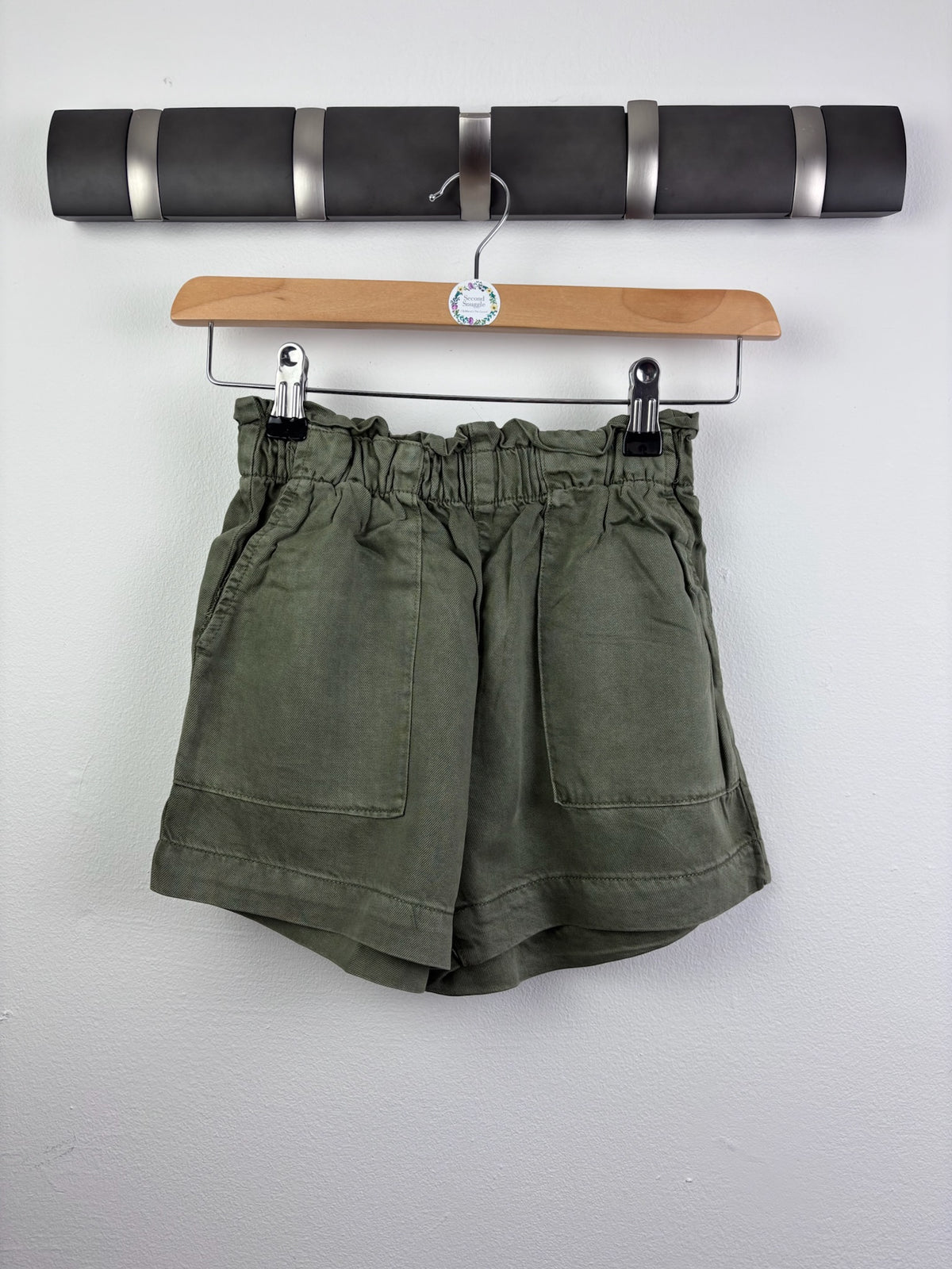 Ex Next Girls Khaki Paperbag Waist Shorts-Shorts-Second Snuggle Preloved