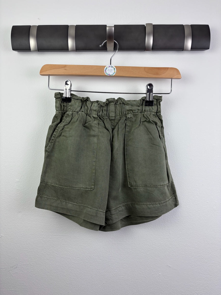 Ex Next Girls Khaki Paperbag Waist Shorts-Shorts-Second Snuggle Preloved