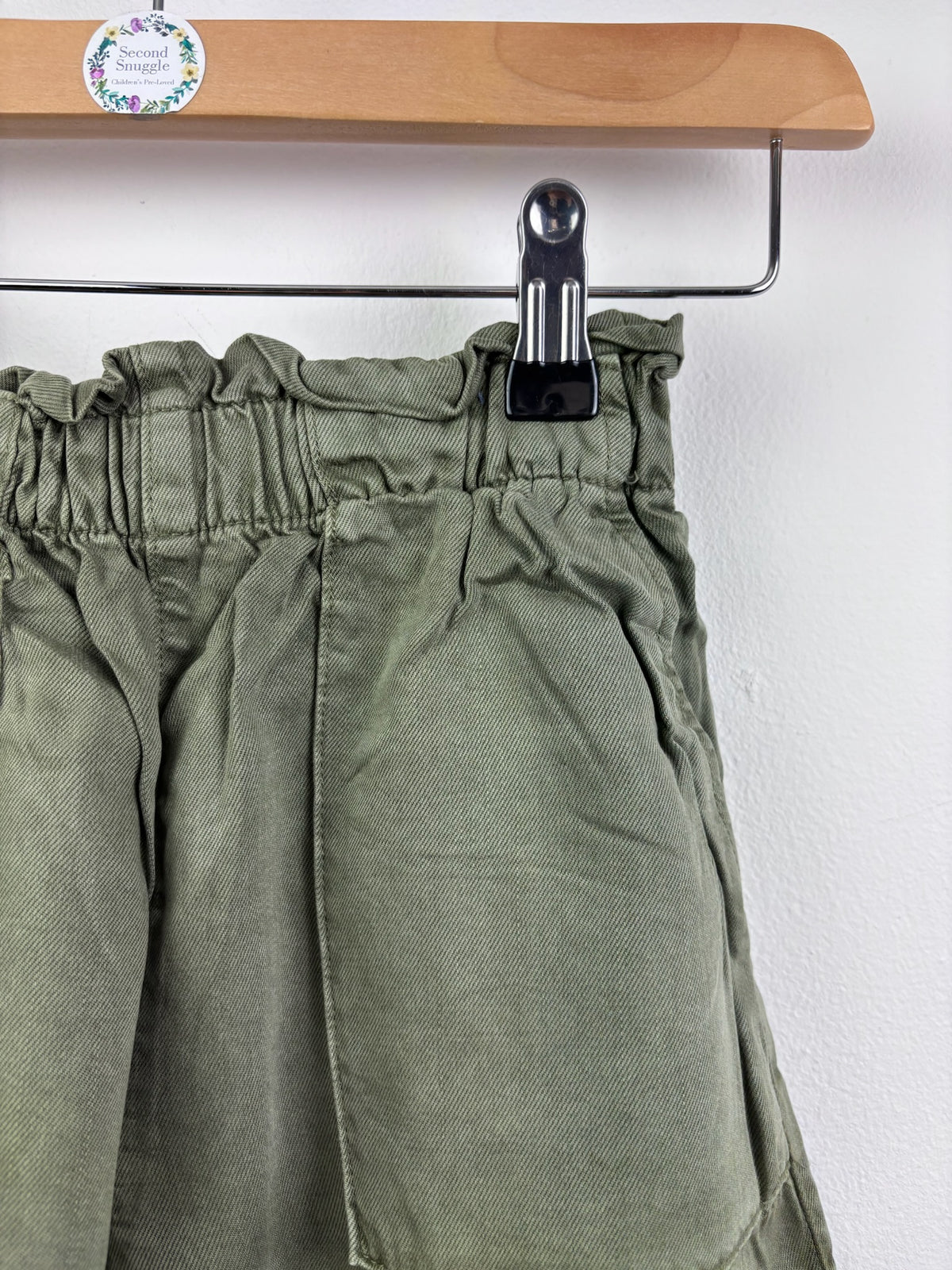 Ex Next Girls Khaki Paperbag Waist Shorts-Shorts-Second Snuggle Preloved