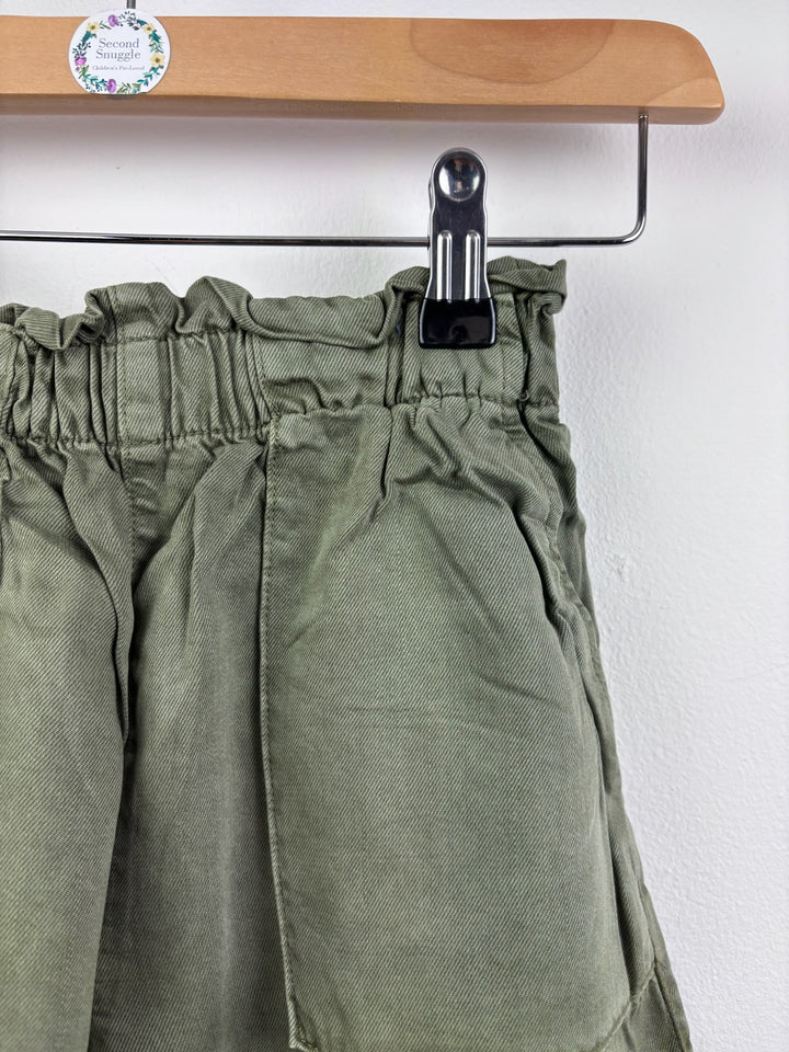 Ex Next Girls Khaki Paperbag Waist Shorts