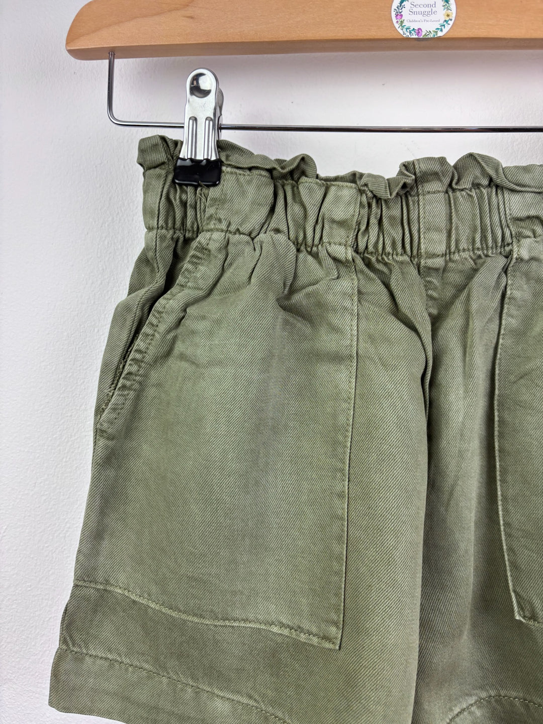 Ex Next Girls Khaki Paperbag Waist Shorts