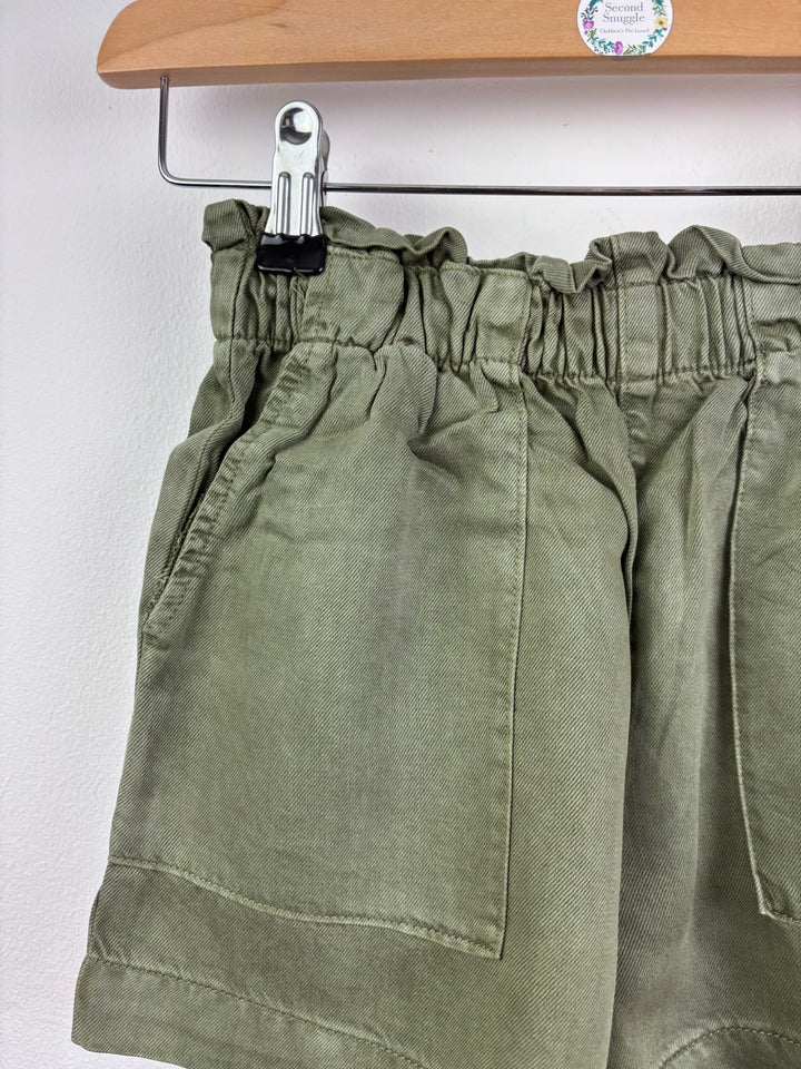 Ex Next Girls Khaki Paperbag Waist Shorts