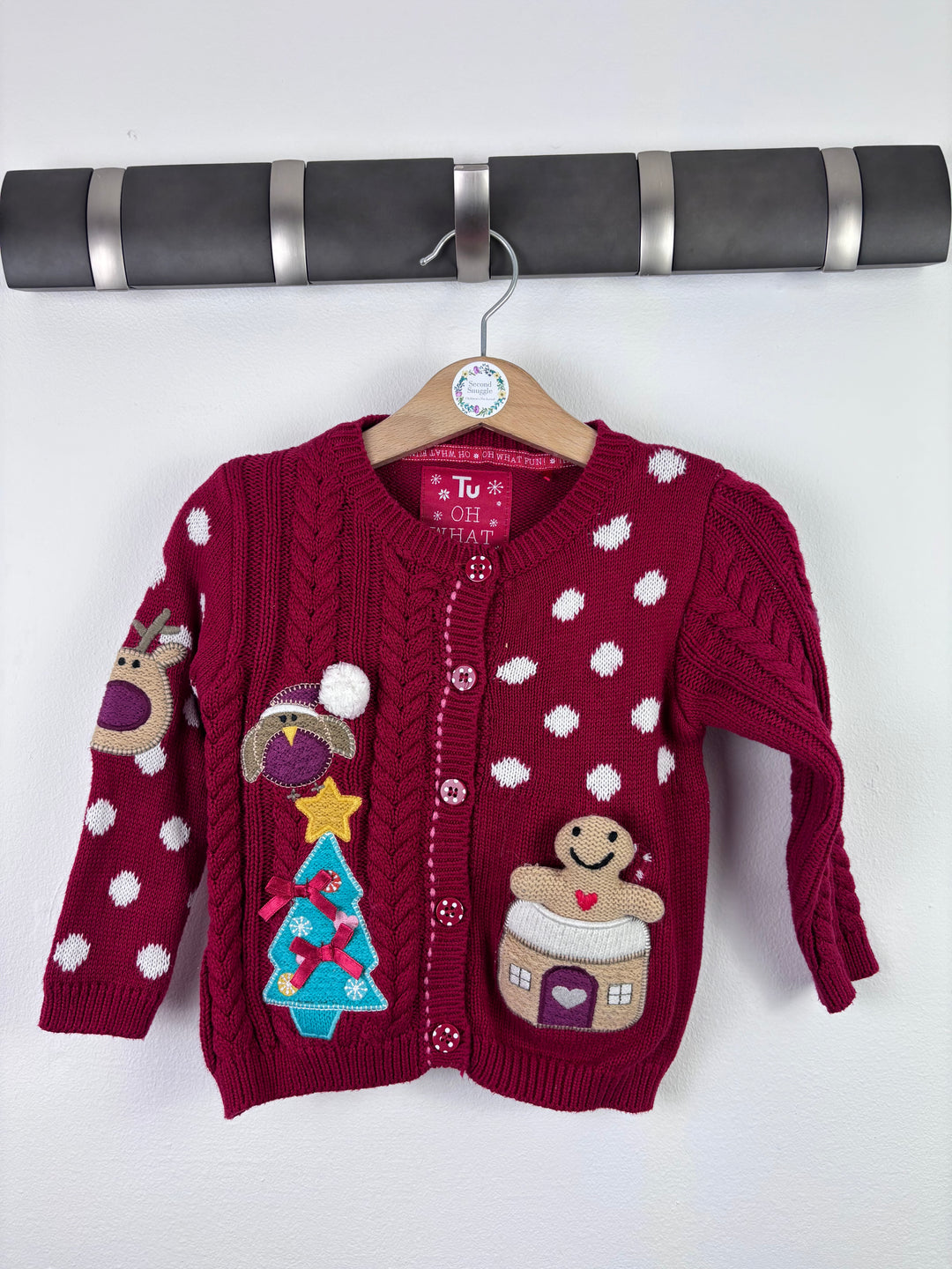 Tu Christmas Knit Cardigan 12–18 Months-Cardigans-Second Snuggle Preloved