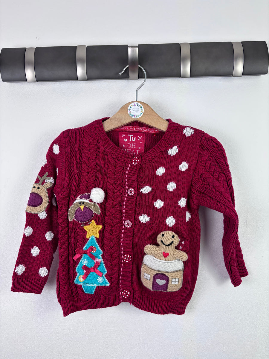 Tu Christmas Knit Cardigan 12–18 Months-Cardigans-Second Snuggle Preloved