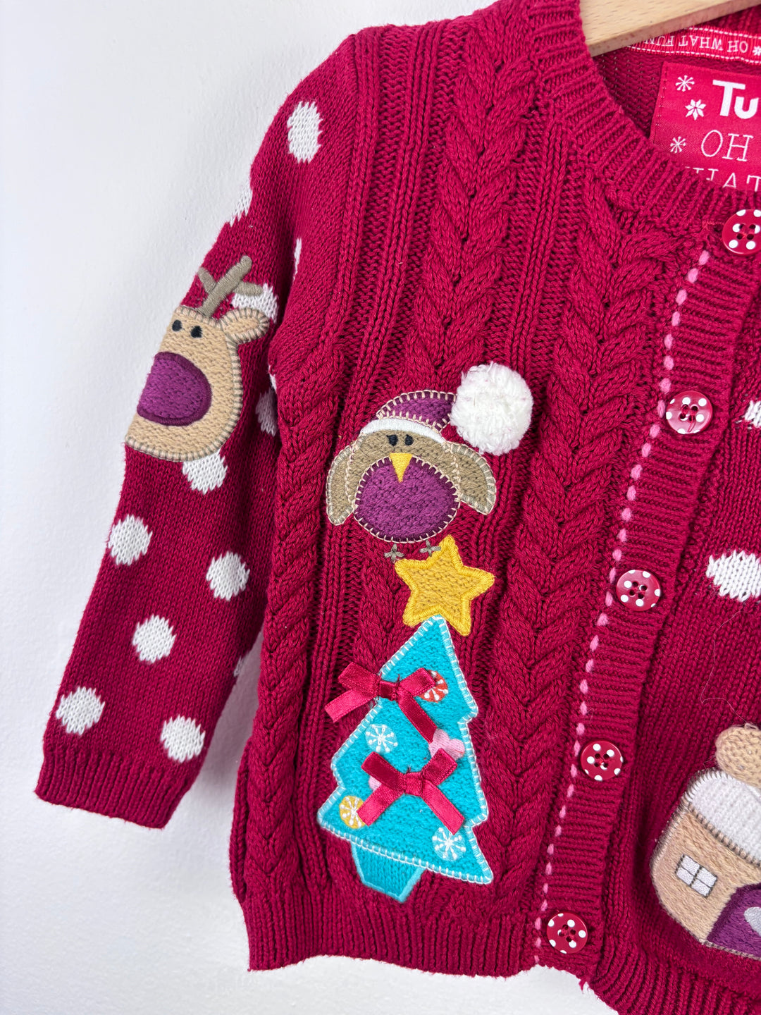 Tu Christmas Knit Cardigan 12–18 Months-Cardigans-Second Snuggle Preloved
