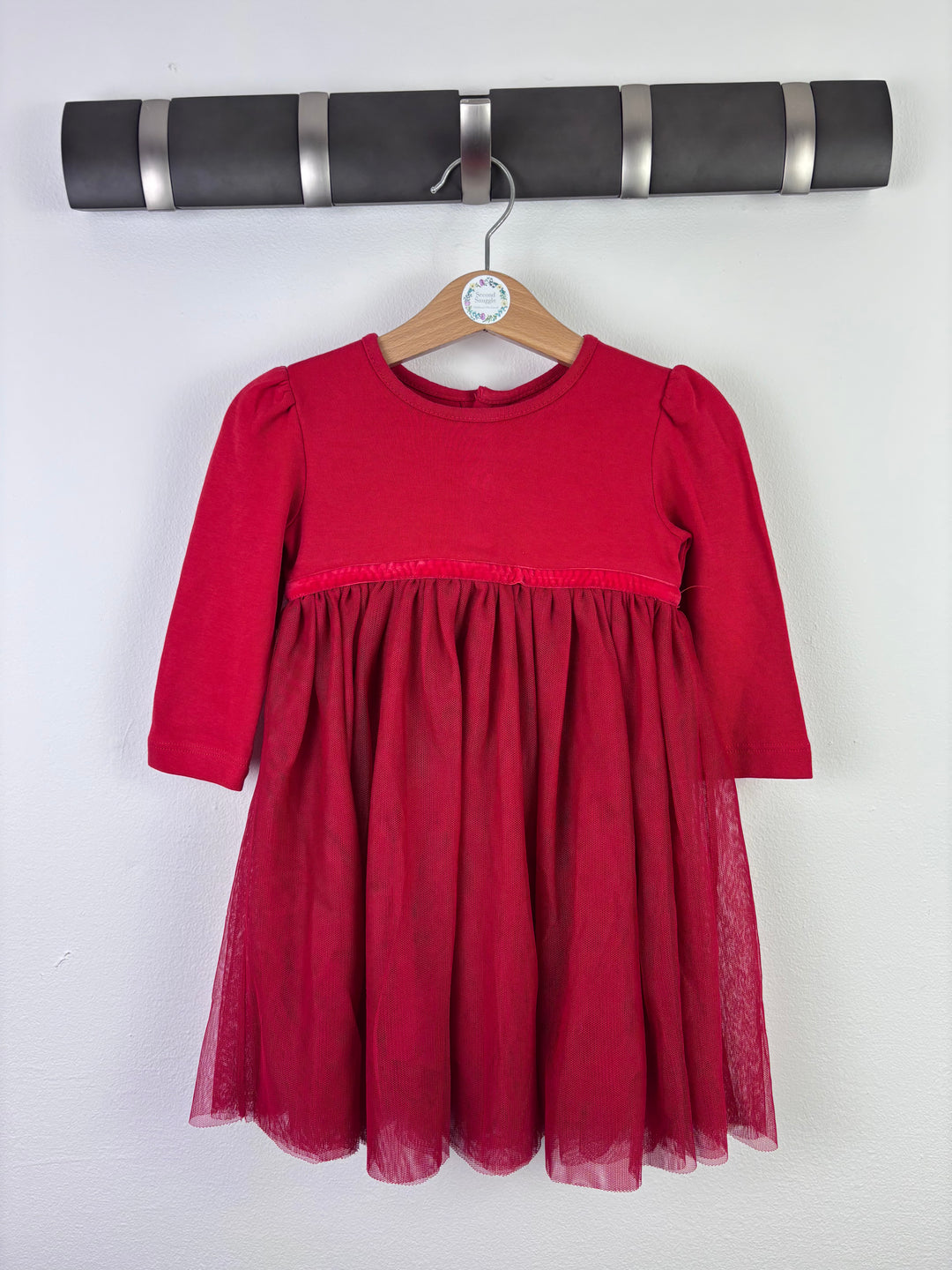JoJo Maman Bebe Red Tulle Party Dress 6–12 Months-Dresses-Second Snuggle Preloved