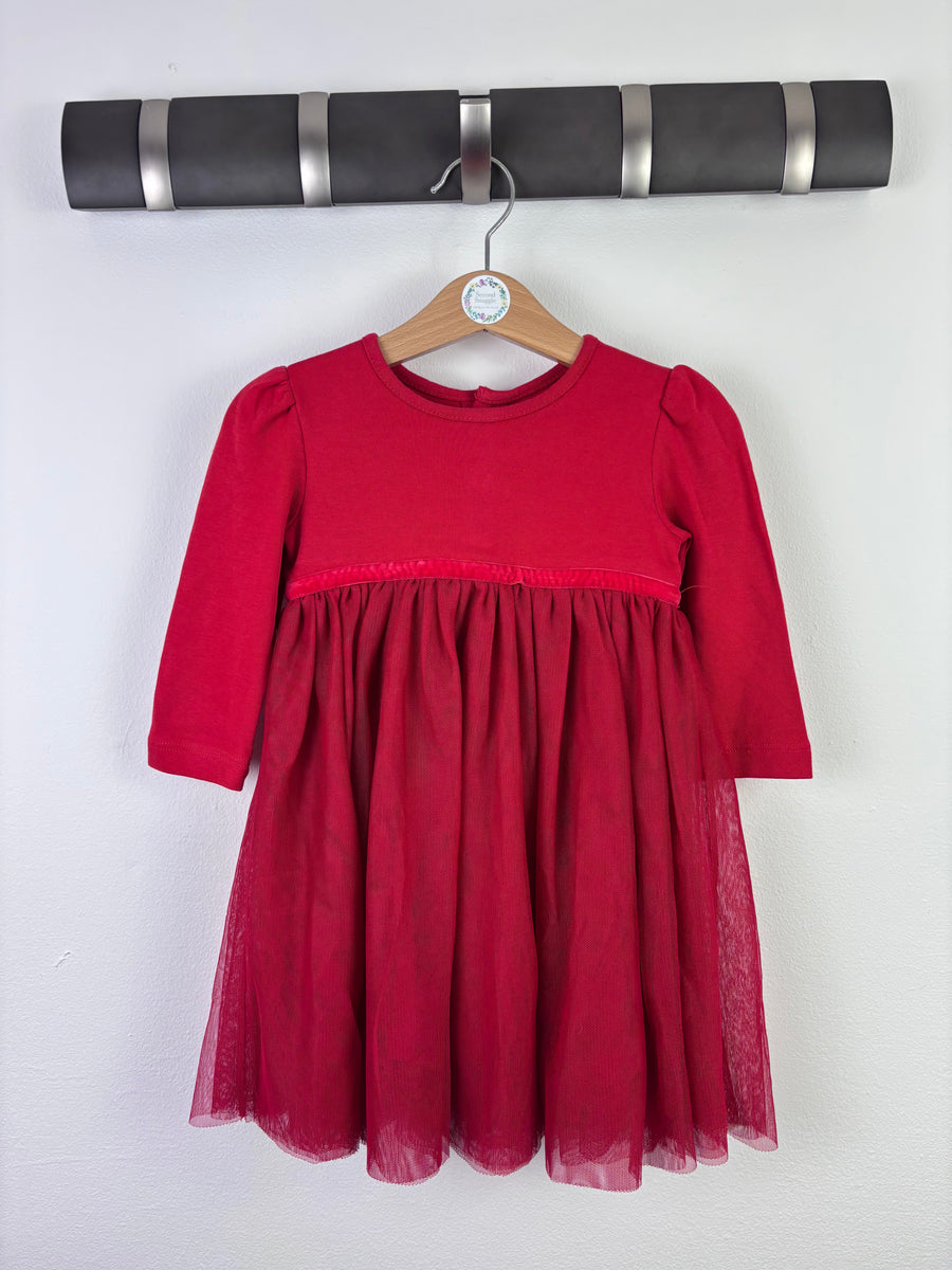JoJo Maman Bebe Red Tulle Party Dress 6–12 Months-Dresses-Second Snuggle Preloved