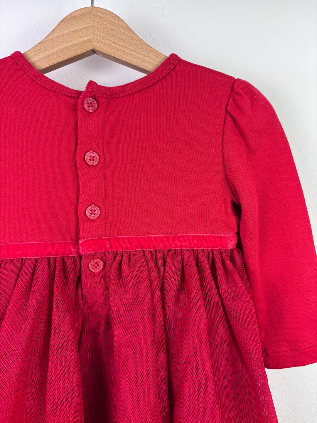 JoJo Maman Bebe Red Tulle Party Dress 6–12 Months-Dresses-Second Snuggle Preloved