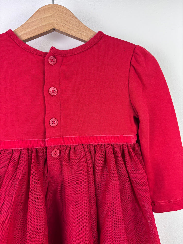 JoJo Maman Bebe Red Tulle Party Dress 6–12 Months-Dresses-Second Snuggle Preloved