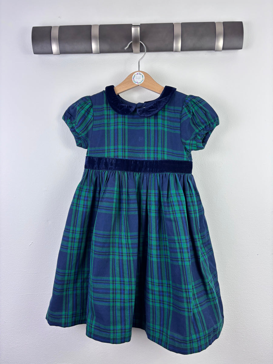 Ex JoJo Maman Bebe Green Tartan Party Dress 2–3 Years-Dresses-Second Snuggle Preloved