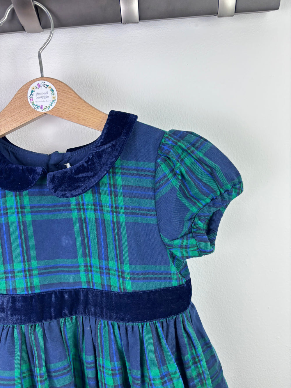 Ex JoJo Maman Bebe Green Tartan Party Dress 2–3 Years-Dresses-Second Snuggle Preloved
