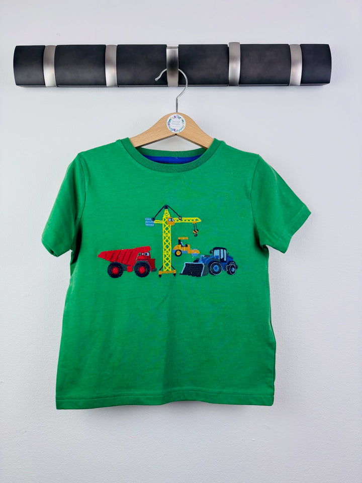 Boden Green Construction Vehicle Embroidered T-Shirt-Tops-Second Snuggle Preloved