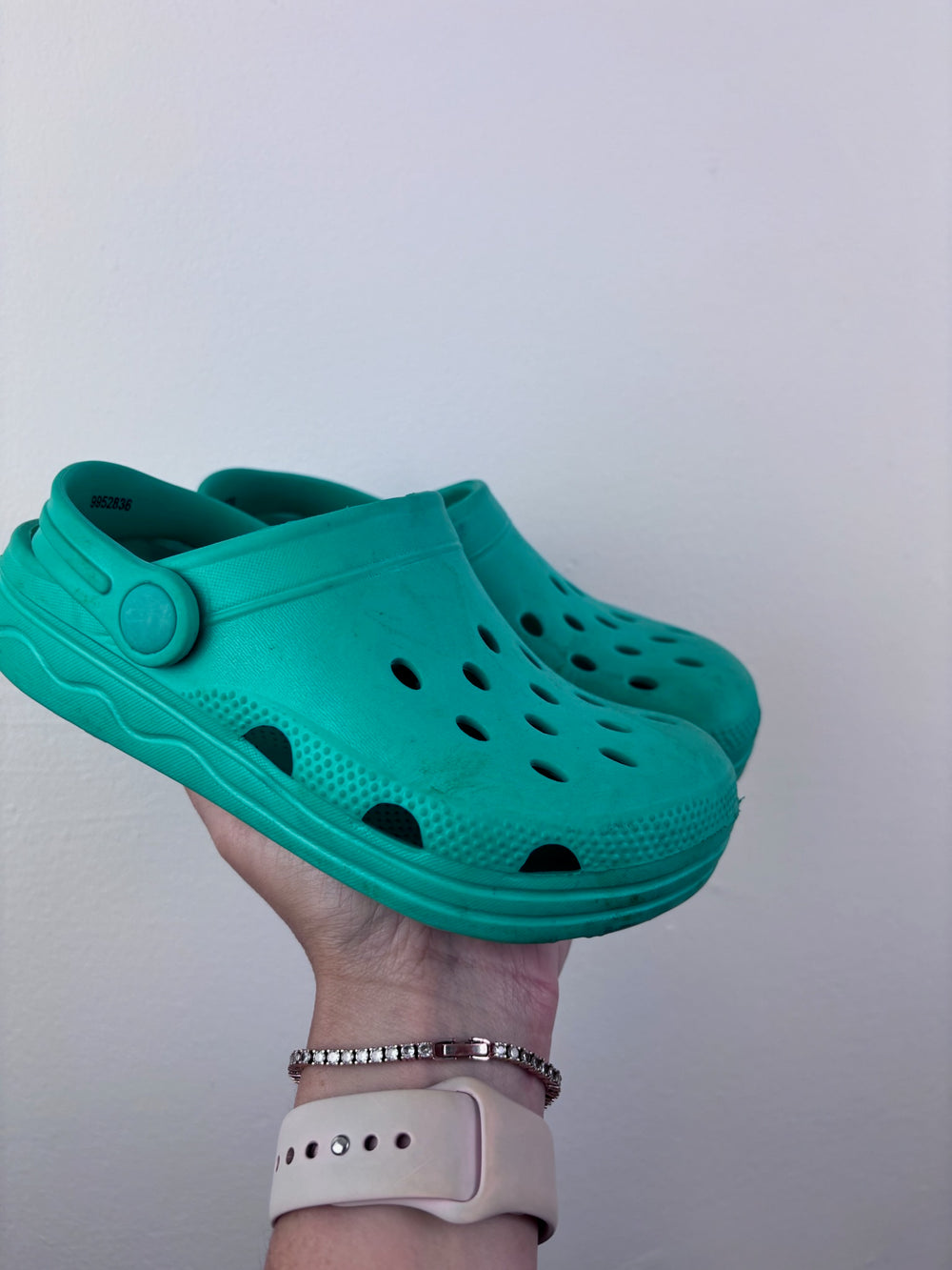 M&S Teal Kids Clogs Slip-On Sandals UK 12-Shoes-Second Snuggle Preloved