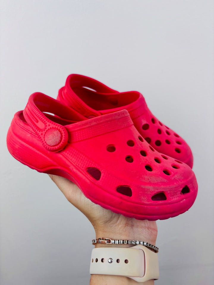 Red Kids Clogs Slip-On Garden Shoes UK 10/11