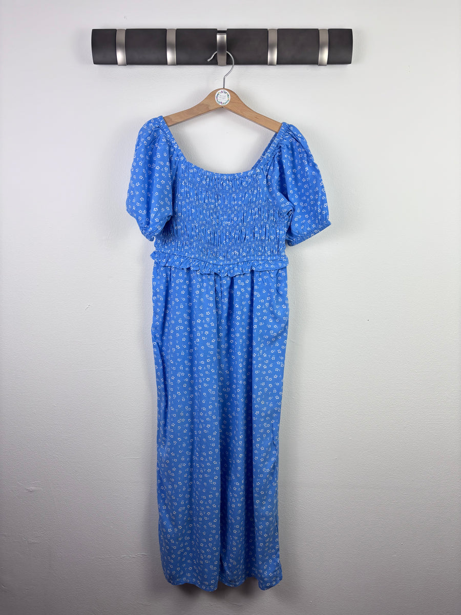 Next Blue Smocked Jumpsuit 8 Years-Jump Suits-Second Snuggle Preloved