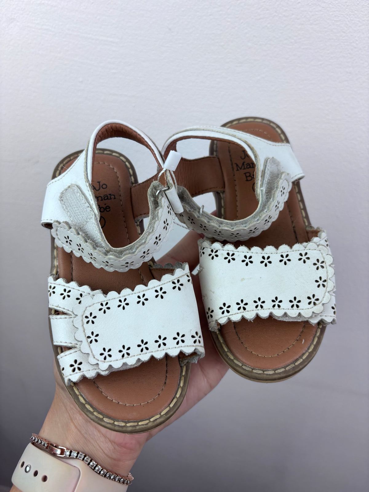 JoJo Maman Bébé White Leather Sandals UK 7-Sandals-Second Snuggle Preloved