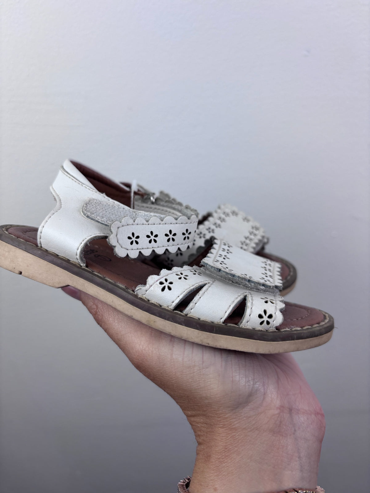 JoJo Maman Bébé White Leather Sandals UK 7-Sandals-Second Snuggle Preloved