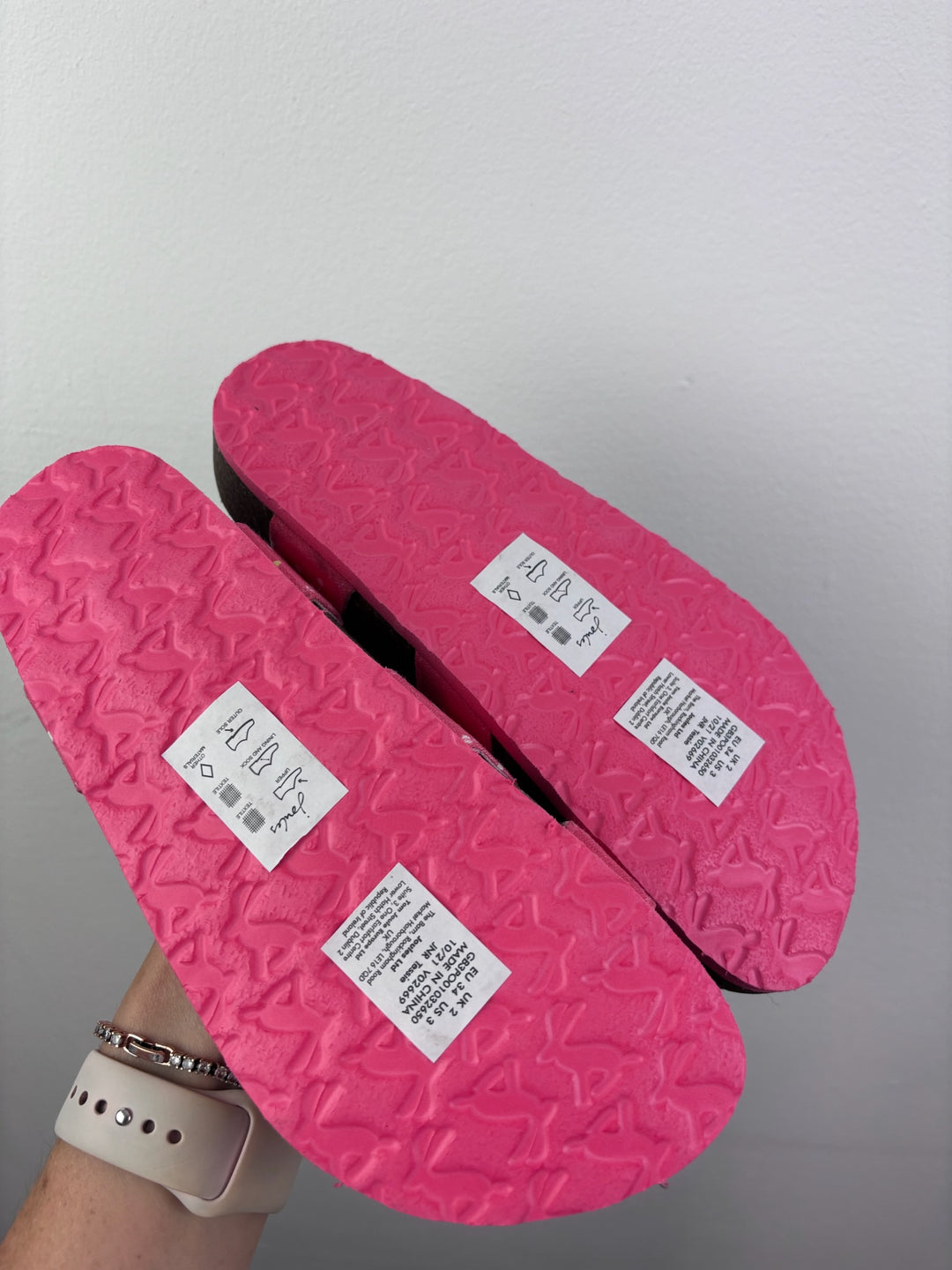 Joules Pink Spot Sandals Pom Pom Trim UK 2