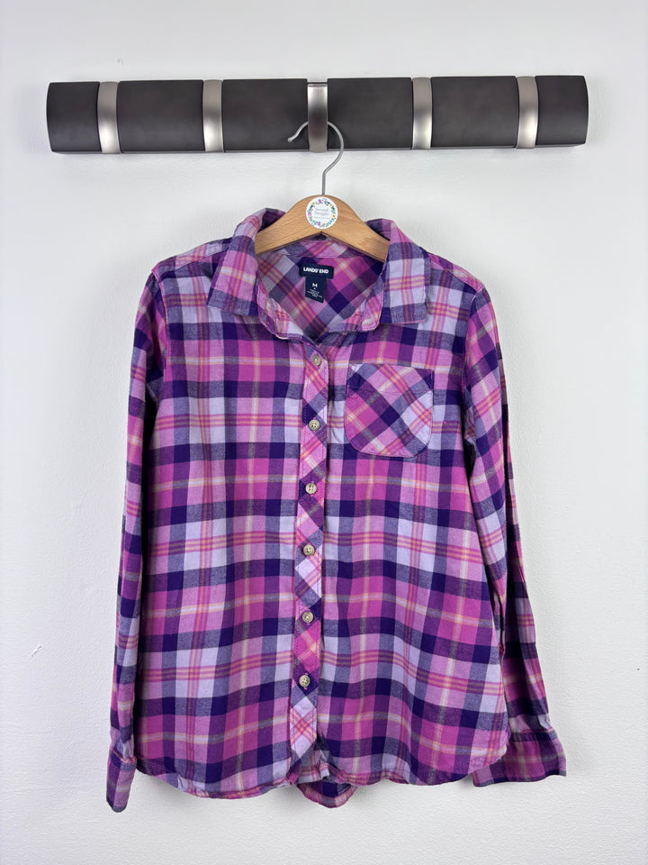 Lands’ End Pink and Purple Check Shirt M (8 Years)