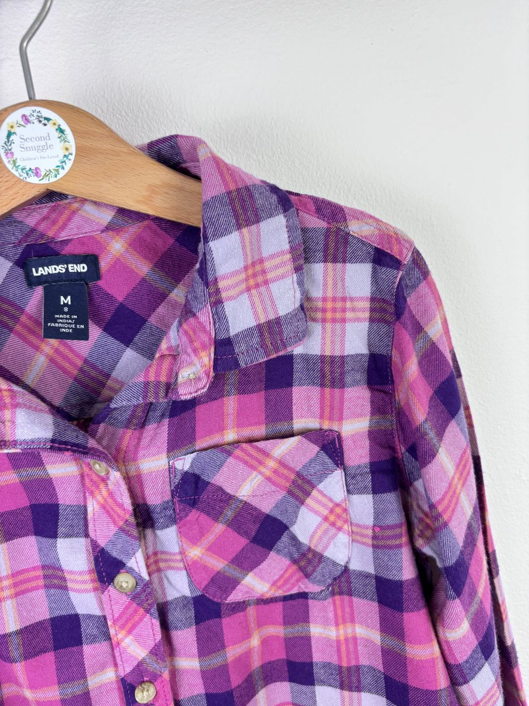 Lands’ End Pink and Purple Check Shirt M (8 Years)