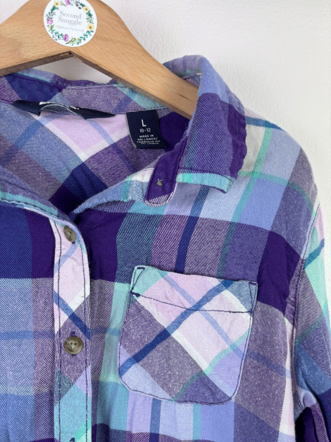 Lands’ End Purple and Blue Check Shirt L (10–12 Years)