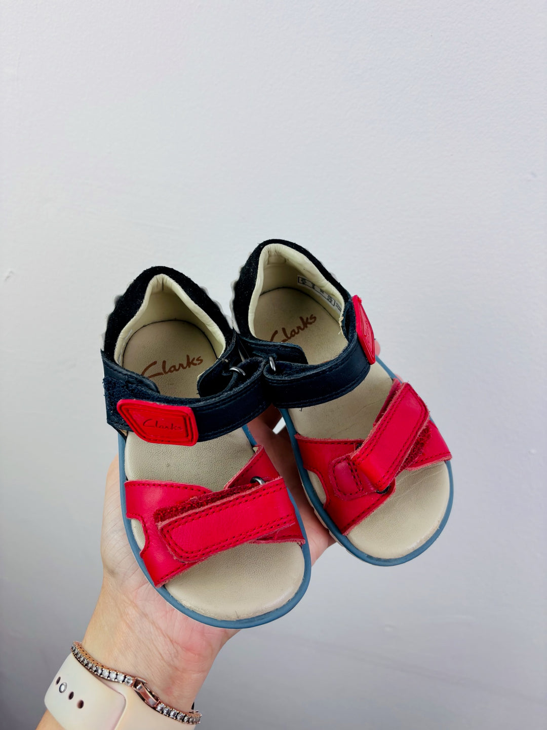 Clarks Red Navy Leather Sandals UK 5.5G