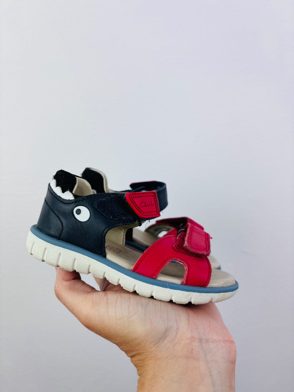 Clarks Red Navy Leather Sandals UK 5.5G-Shoes-Second Snuggle Preloved