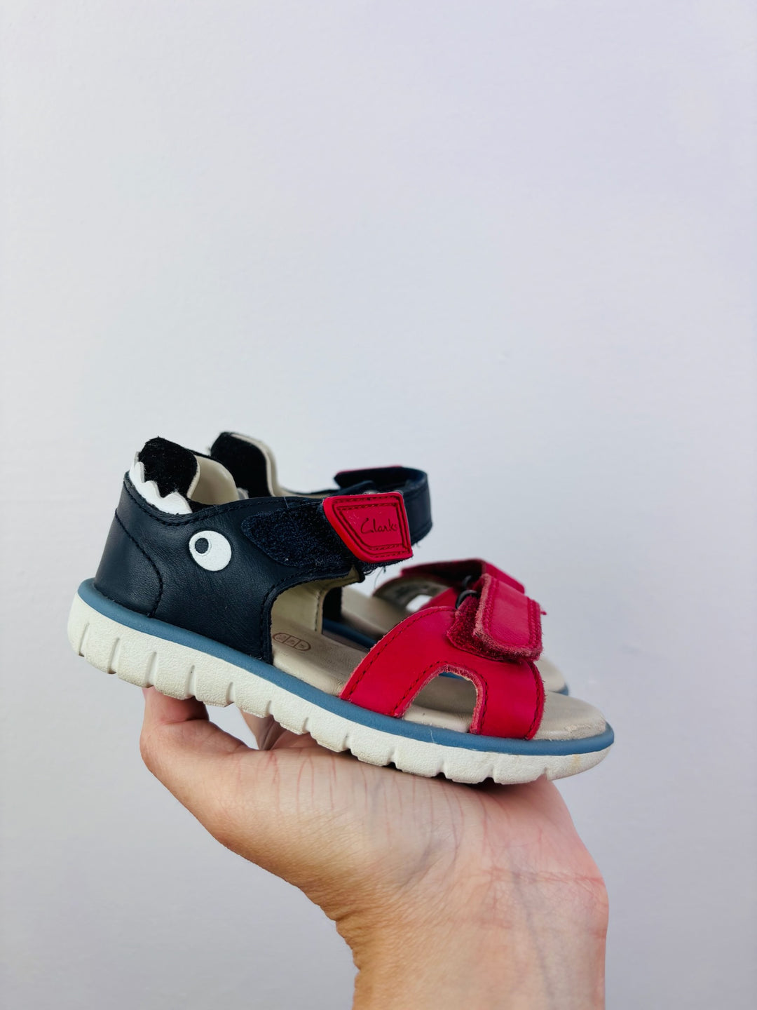 Clarks Red Navy Leather Sandals UK 5.5G