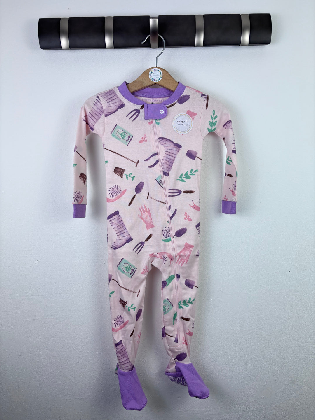 Burt’s Bees Garden Print Sleepsuit 12 Months-Sleepsuits-Second Snuggle Preloved