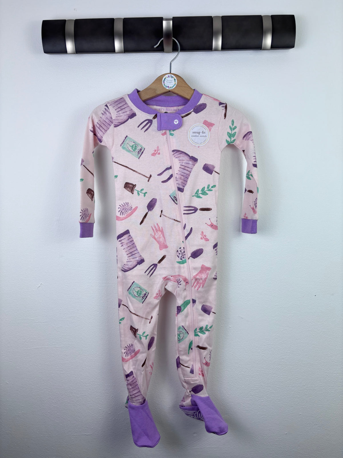 Burt’s Bees Garden Print Sleepsuit 12 Months-Sleepsuits-Second Snuggle Preloved