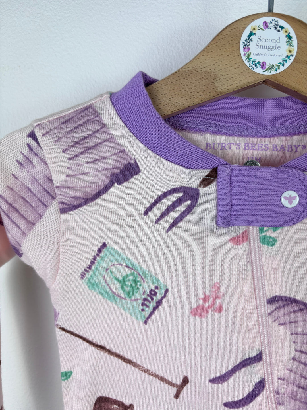 Burt’s Bees Garden Print Sleepsuit 12 Months-Sleepsuits-Second Snuggle Preloved