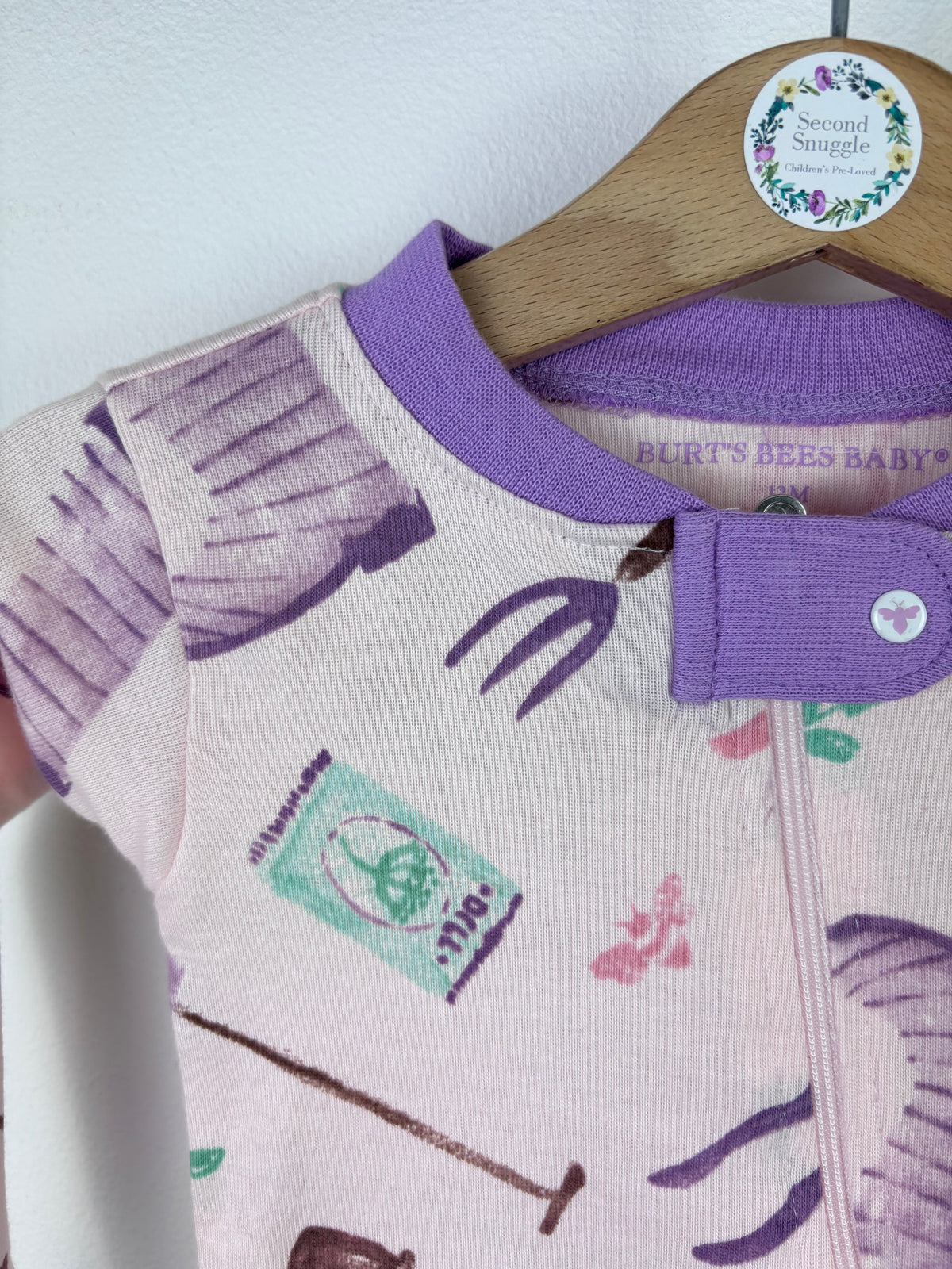 Burt’s Bees Garden Print Sleepsuit 12 Months-Sleepsuits-Second Snuggle Preloved