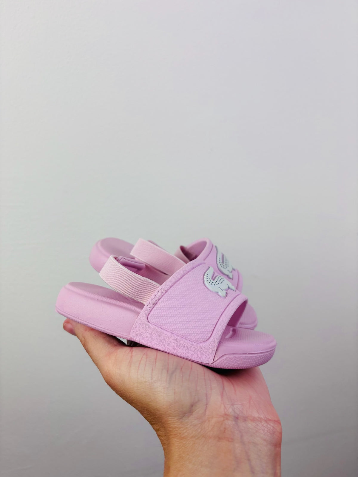 Lacoste Pink Crocodile Baby Slides 6-12 Months-Shoes-Second Snuggle Preloved