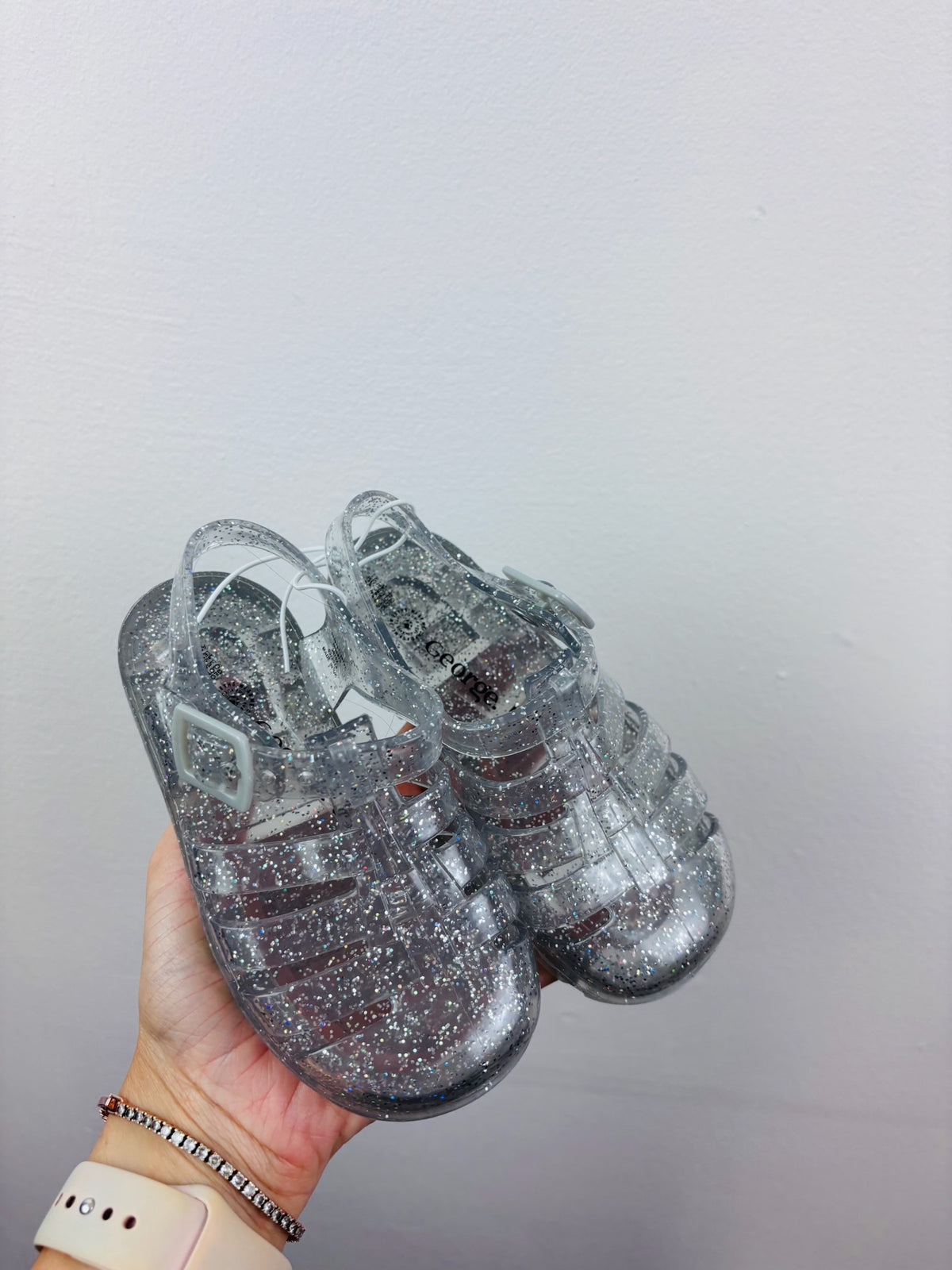 George Silver Glitter Jelly Sandals UK 8-Sandals-Second Snuggle Preloved
